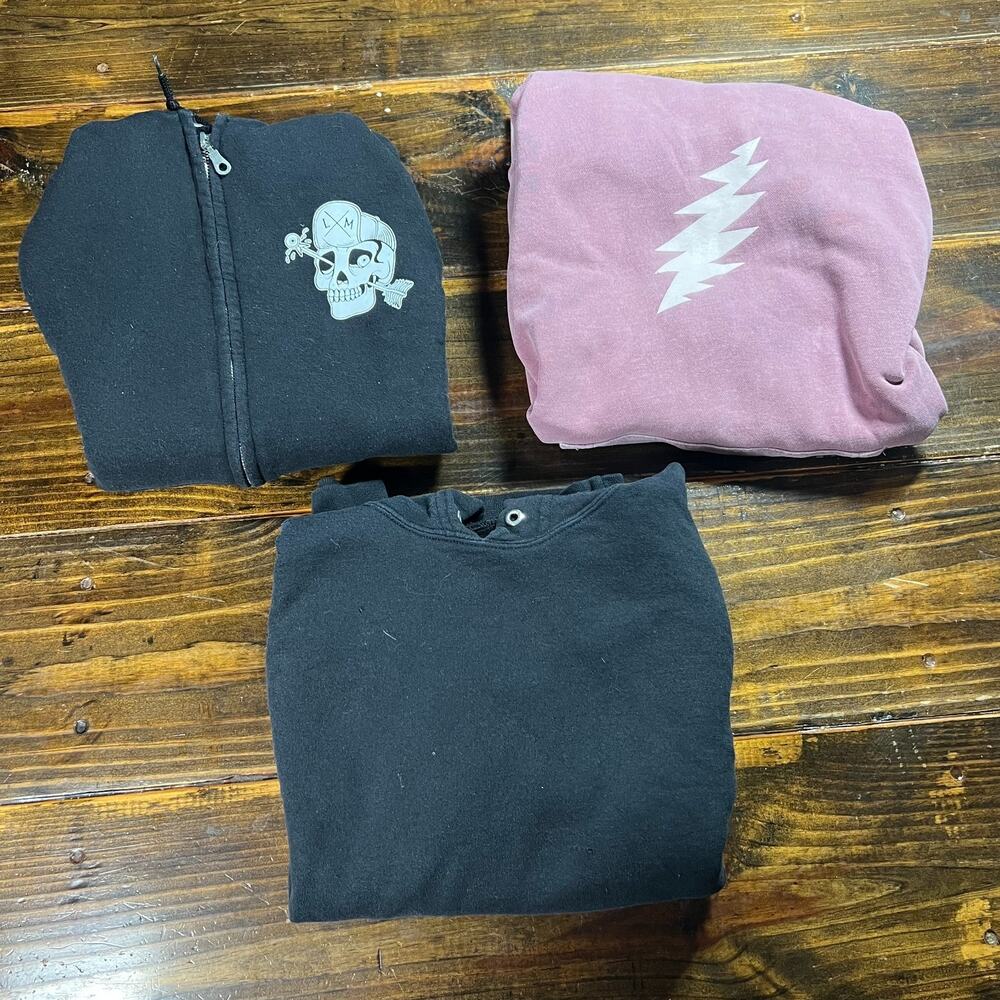 Men's Hoodie Lot of 3 Size S Various Brands and Styles One Full Zip Jacket